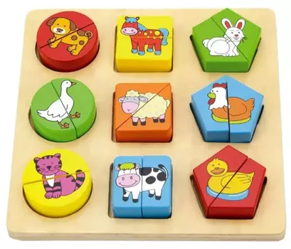 Блочный пазл "Ферма"18 деталей в коробке VIGA VG59585