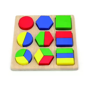 Блочный пазл "Собери фигуры" (дерево) в коробке VIGA VG58573