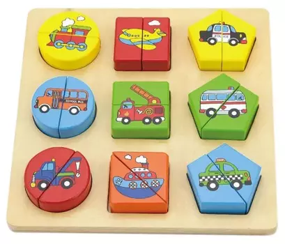 Блочный пазл"Транспорт"18 деталей в коробке VIGA VG59586