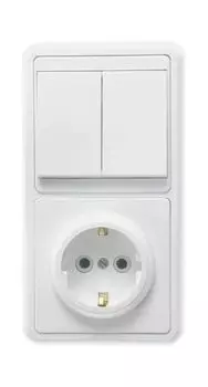 Блок БКВР-032 Бэлла (2-кл. выкл. + розетка с заземл.) бел. Кунцево 5831