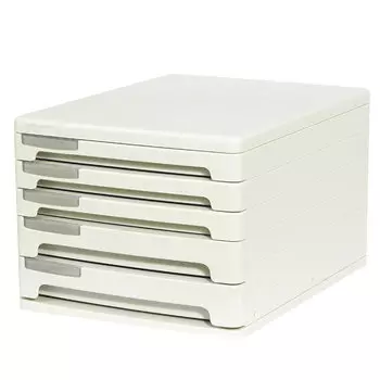 Блок из 5 закрытых лотков для бумаги, настольный, ERICH KRAUSE, А4+, 210х260х345 мм, серый, 53