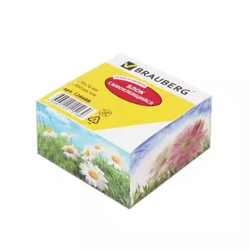 Блок самоклеящийся (стикер), BRAUBERG, 76х76 мм, 400 л., белый, печать по периметру, дизайн ассорти, 126688