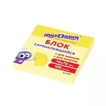 Блок самоклеящийся (стикеры) ЮНЛАНДИЯ 76х76 мм, 100 листов, желтый, 111347 (24 шт.)