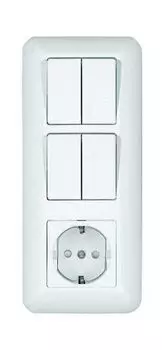 Блок СП БК-2 ВР-006Б Прима (2-кл.+2-кл. выкл+розетка с заземл.) (опт. упак) бел. SchE BK2VR-006B-B