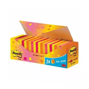 Блоки самоклеящ. (стикер) POST-IT ORIGINAL Неоновая радуга76х76мм,КОМПЛЕКТ 24шт по 100л,CP654-NP24