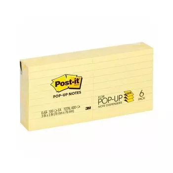 Блоки самоклеящ. (стикер) POST-IT (Z-Блоки) 76х76 мм, КОМПЛЕКТ 6 шт по 100 л, линованный, желт, R335