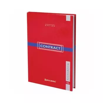Блокнот 7БЦ, А5, 96 л., обложка ламинированная, клетка, BRAUBERG, Контракт красный, 135х206 мм, 121928, (5 шт.)