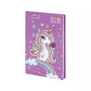 Блокнот А5 (135х206 мм), 80 л., твердый, клетка, выборочный лак, ЮНЛАНДИЯ, "Единорог", 111616 (5 шт.)