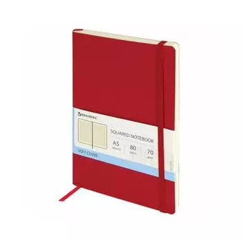 Блокнот А5 (148x218мм), BRAUBERG Metropolis Ultra, под кожу, резинка, 80л, красный