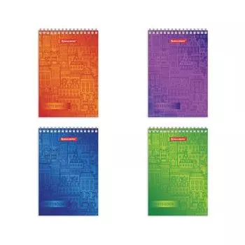 Блокнот, А6, 60 листов, гребень, клетка, BRAUBERG Старый город, 95х140 мм, 129828, (16 шт.)