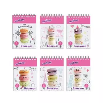 Блокнот, А7, 40 листов, гребень, клетка, ЮНЛАНДИЯ Вкусности, 75х105 мм, 129861, (60 шт.)