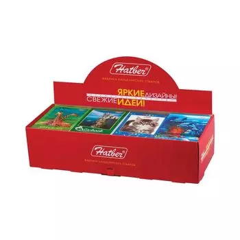 Блокнот А7, 48 л., склейка, в дисплее, HATBER, Ассорти, 65х100 мм, 48Б7B1к, B116272, (52 шт.)