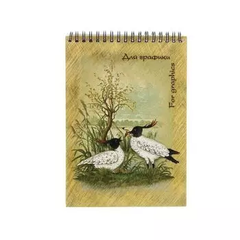 Блокнот для графики А5 148х210мм, 20л, 180г/м2, ватман СПБФ ГОЗНАК, гребень, Журавль, БГ/А5 (5 шт.)