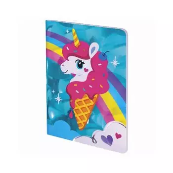 Блокнот МАЛЫЙ ФОРМАТ (103х148 мм) А6, 32 л., сшивка, голограмма, клетка, ЮНЛАНДИЯ, Единорог, 662703