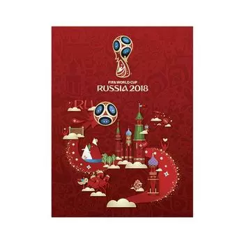 Блокнот МАЛЫЙ ФОРМАТ (110х147 мм) А6, 160 л., твердый переплет, ламинированная обложка, клетка, HATBER, ЧМ-2018, "Эмблема", 160ББ6В1, B253243 (5 шт.)