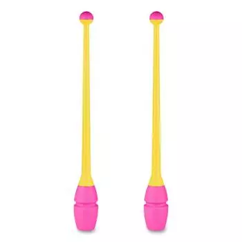 Булавы для художественной гимнастики вставляющиеся INDIGO IN018 41 см Желто-розовый