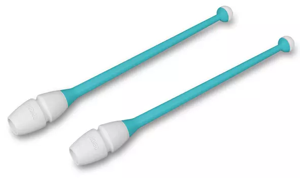 Булавы для художественной гимнастики вставляющиеся INDIGO (пластик,каучук), IN018, Бирюзово-белый, 41 см