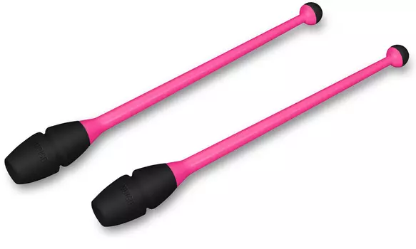 Булавы для художественной гимнастики вставляющиеся INDIGO (пластик,каучук), IN018, Розово-черный, 41 см