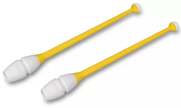 Булавы для художественной гимнастики вставляющиеся INDIGO (пластик,каучук), IN018, Желто-белый, 41 см
