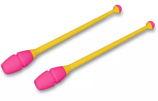 Булавы для художественной гимнастики вставляющиеся INDIGO (пластик,каучук), IN019, Желто-розовый, 45 см