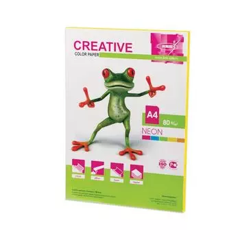 Бумага CREATIVE color (Креатив), А4, 80 г/м2, 50 л., неон желтая, БНpr-50ж