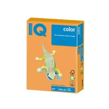 Бумага цветная IQ color БОЛЬШОЙ ФОРМАТ (297х420 мм), А3, 80 г/м, 500 л., неон, оранжевая, NEOOR