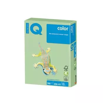 Бумага IQ color, А3, 160 г/м2, 250 л., пастель, зеленая, MG28