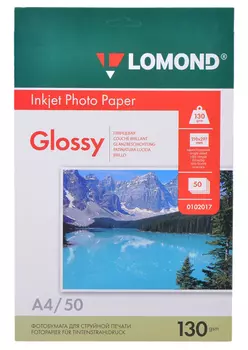 Бумага Lomond 0102017 A4/130г/м2/50л./белый глянцевое для струйной печати