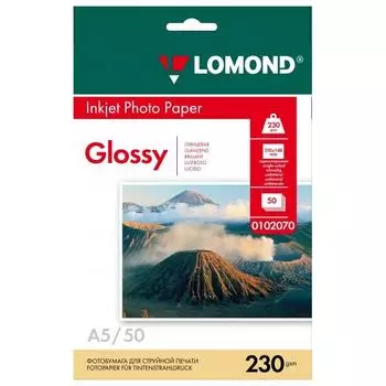 Бумага Lomond 0102070 A5/230г/м2/50л./белый глянцевое для струйной печати