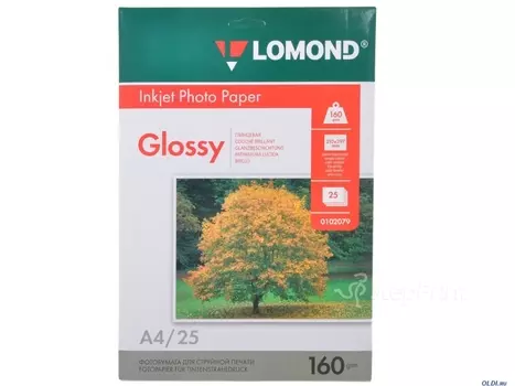 Бумага Lomond 0102079 A4/160г/м2/25л./белый глянцевое для струйной печати