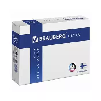Бумага офисная BRAUBERG ULTRA FINLAND, А4, 80 г/м2, 500 л., марка C, ФИНЛЯНДИЯ, белизна 150% CIE, 111788
