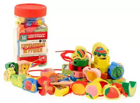 Бусы-шнуровка Анданте "Ассорти" цветное изображение. 32 эл