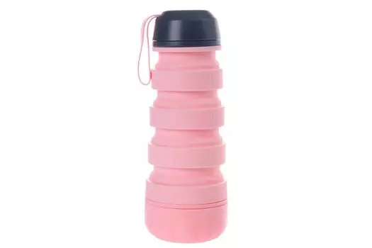 Бутылка силиконовая с отсеком для таблеток Naomi KZ 0657 розовый