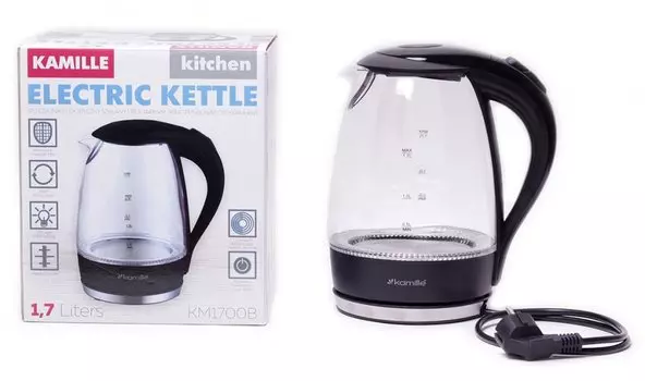 Чайник электрический Kamille KM-1700B белый/черный