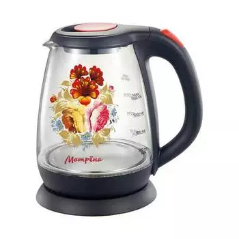 Чайник электрический Матрёна MA-008 (1,8 л) стекло черный, хохлома