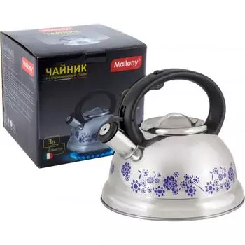 Чайник из нерж. стали MAL-0417B с рисунком, меняющим цвет (3,0 литра, со свистком, капсульное дно)