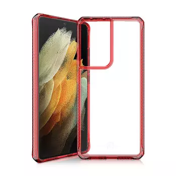 Чехол антибактериальный ITSKINS HYBRID CLEAR для Samsung Galaxy S21 Ultra красный/прозрачный
