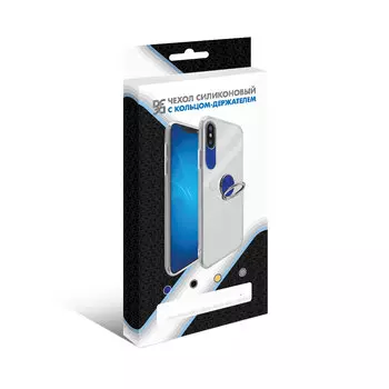 Чехол DF для APPLE iPhone XR Plastic + Silicone с кольцом-держателем Transparent-Black iTRing-06