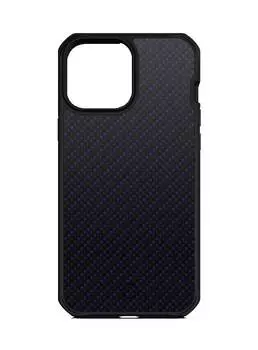 Чехол-накладка антибактериальный ITSKINS HYBRID CARBON для iPhone 13 Pro (6.1"), синий/черный