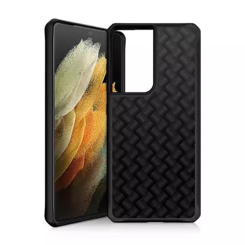 Чехол-накладка ITSKINS HYBRID CARBON для Samsung Galaxy S21 Ultra, черный (блестящий)