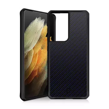 Чехол-накладка ITSKINS HYBRID CARBON для Samsung Galaxy S21 Ultra, синий