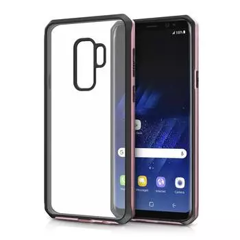 Чехол-накладка ITSKINS HYBRID EDGE для Samsung Galaxy S9 plus чёрный/розовое золото/прозрачный