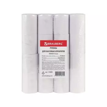 Чековая лента ТЕРМОБУМАГА 57 мм (диаметр 46 мм, длина 30 м, втулка 12 мм) КОМПЛЕКТ 16 шт., BRAUBERG, 110898