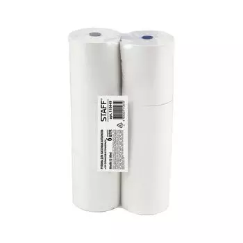 Чековая лента ТЕРМОБУМАГА 80 мм (диаметр 66 мм, длина 60 м, втулка 12 мм) КОМПЛЕКТ 6 шт., STAFF, 110449