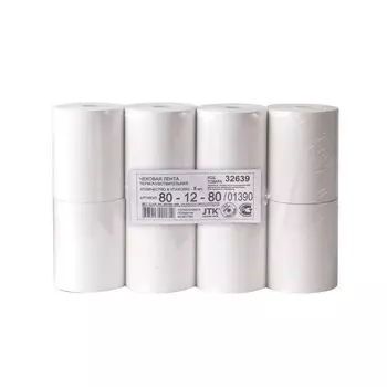 Чековая лента ТЕРМОБУМАГА 80 мм (диаметр 70 мм, длина 69 м, втулка 12 мм) КОМПЛЕКТ 8 шт., STARLESS