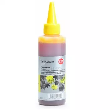 Чернила Cactus CS-I-CLI521Y желтый (100мл) CANON PIXMA MP540/MP550/MP620/MP630/MP640/MP660