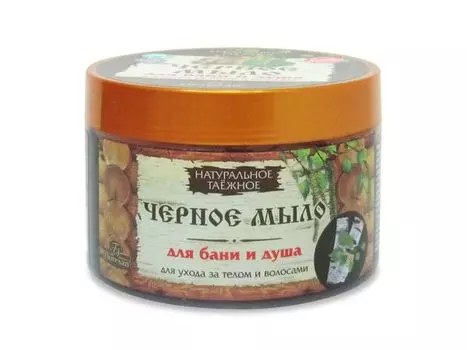Черное мыло Floresan для ухода за телом и волосами, для бани и душа Натуральное таёжное 450 мл