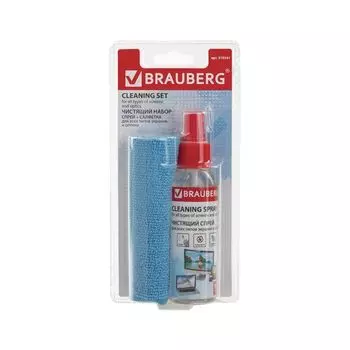 Чистящий набор BRAUBERG для экранов всех типов и оптики BRAUBERG комплект салфетка и спрей 100 мл