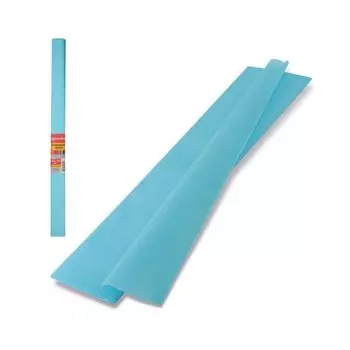 Цветная бумага крепированная плотная, растяжение до 45%, 32 г/м2, BRAUBERG, рулон, голубая, 50х250 см, 126534, (10 шт.)