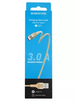 Дата-кабель Borofone BX21 Outstanding, USB - Type-C, 3A, золотой (03224)